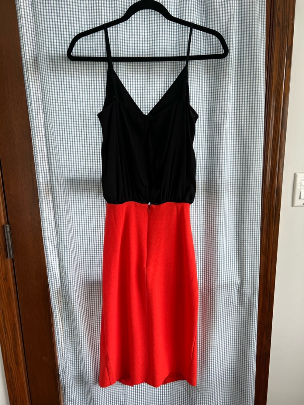 ASOS Black & Red Spaghetti Strap V-Neck Midi Dress